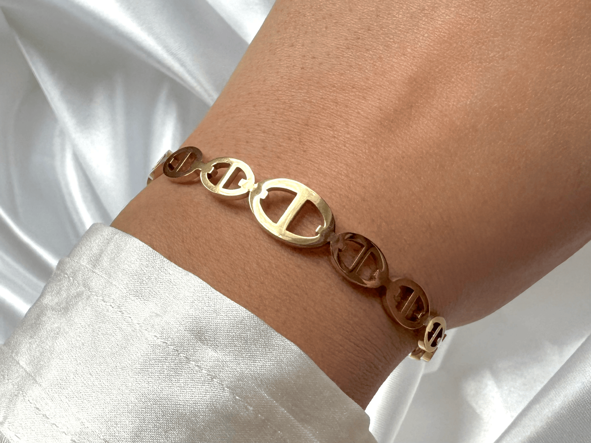 Bracelet jonc cd en acier inoxydable doré 