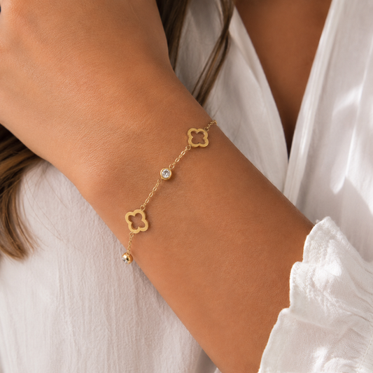 Bracelet trèfle en acier inoxydable 
