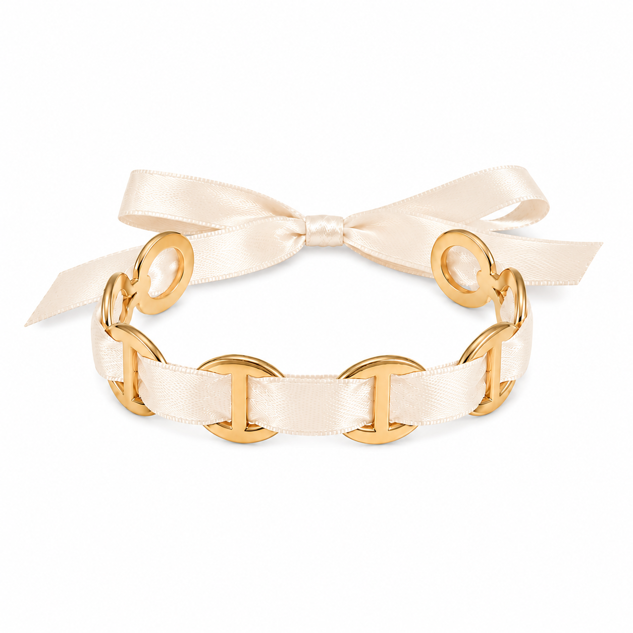 Bracelet jonc ruban satin Blanc 