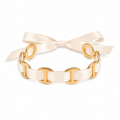 Bracelet jonc ruban satin Blanc 