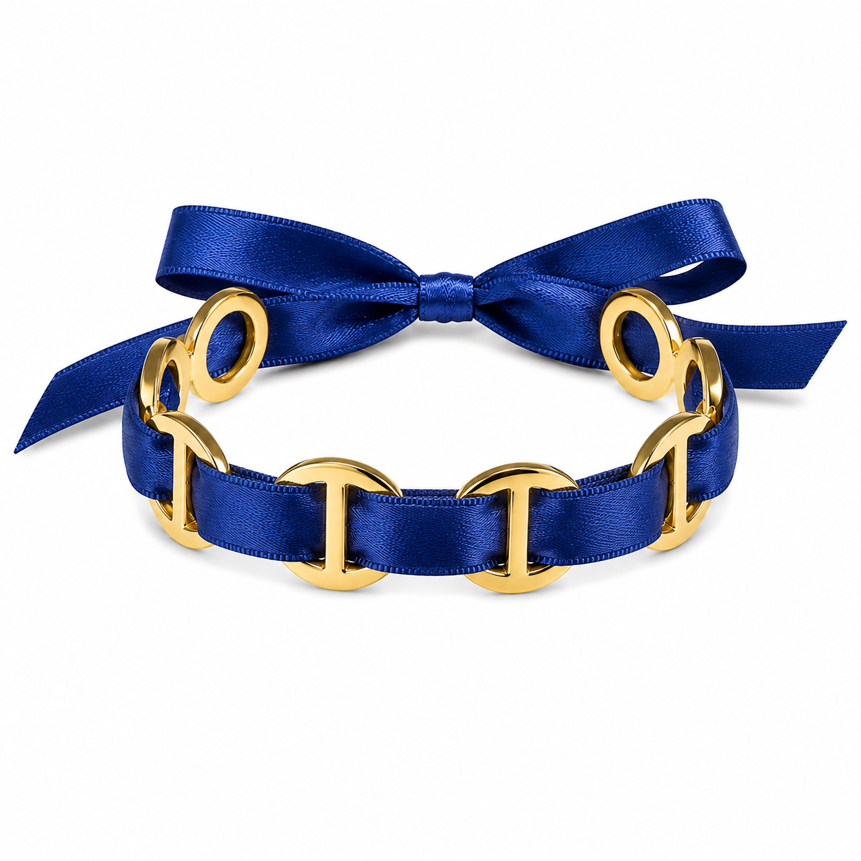 Bracelet jonc ruban satin Bleu 