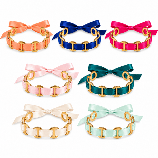 Bracelet jonc ruban satin couleur 