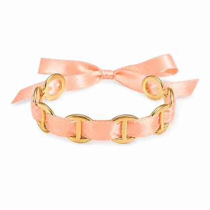 Bracelet jonc ruban satin couleur Saumon 
