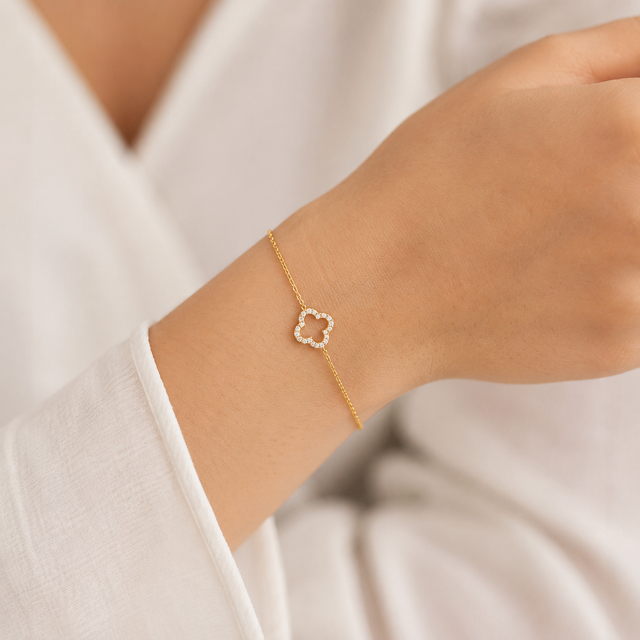 Bracelet trèfle en acier inoxydable 