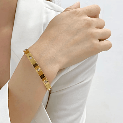 Bracelet jonc love en acier inoxydable doré 