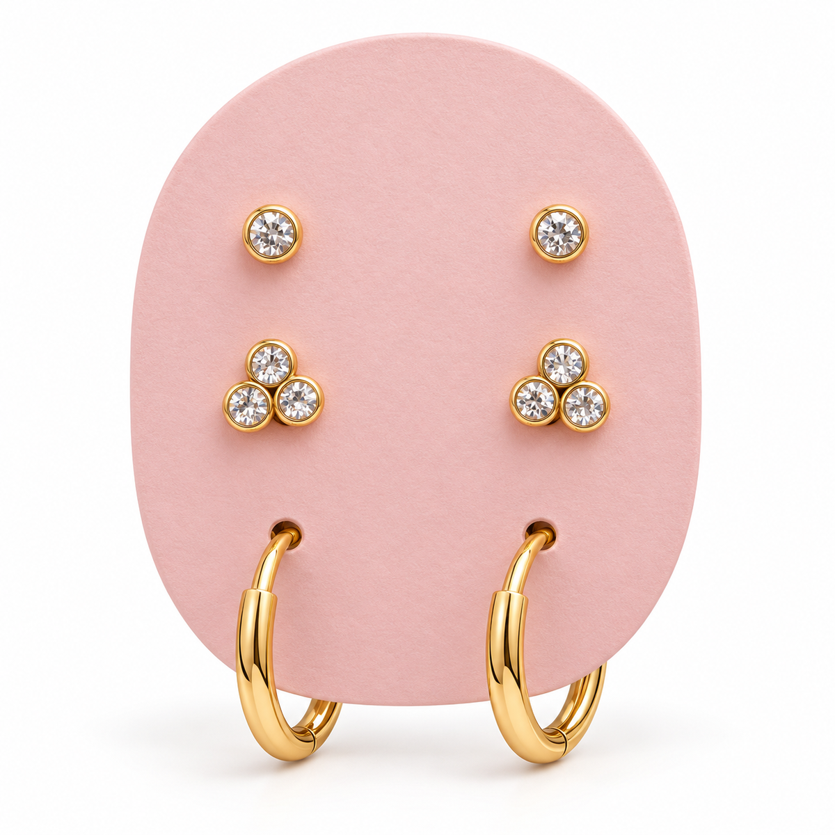 Trio de boucles d’oreilles en acier inoxydable