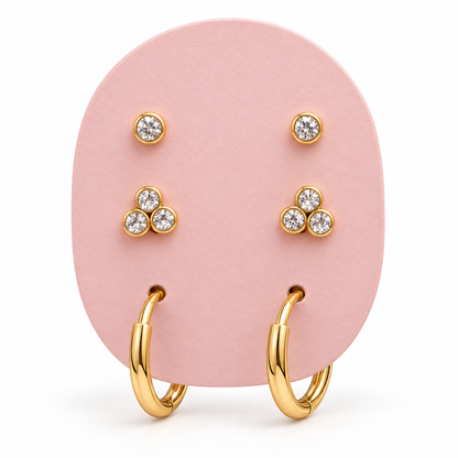 Trio de boucles d’oreilles en acier inoxydable