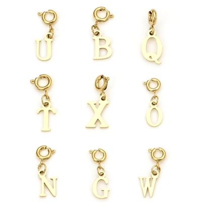 Charms lettres en acier inoxydable (fermoir + lettre)