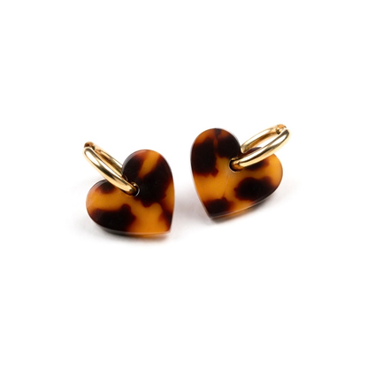 Boucles d’oreilles cœur leopard en acier inoxydable 