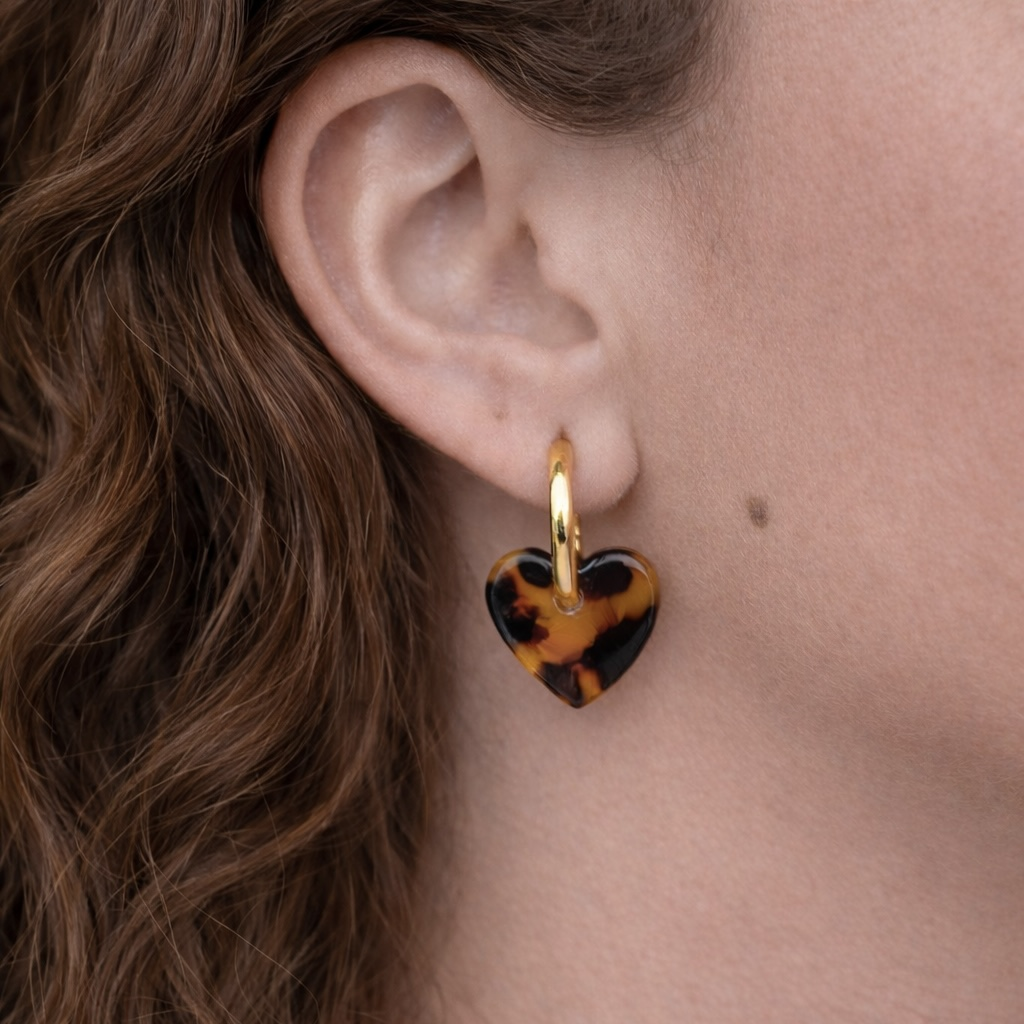 Boucles d’oreilles cœur leopard en acier inoxydable 
