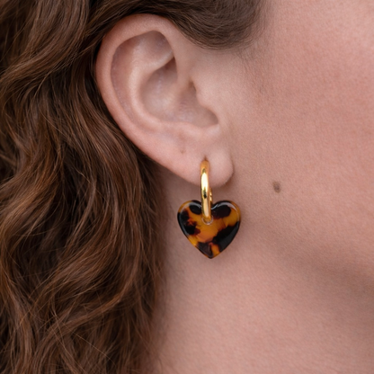 Boucles d’oreilles cœur leopard en acier inoxydable 