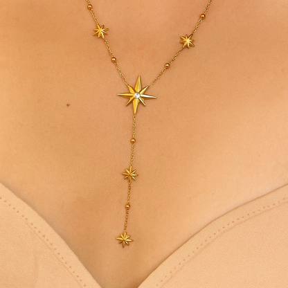 Collier étoile en acier inoxydable forme y 