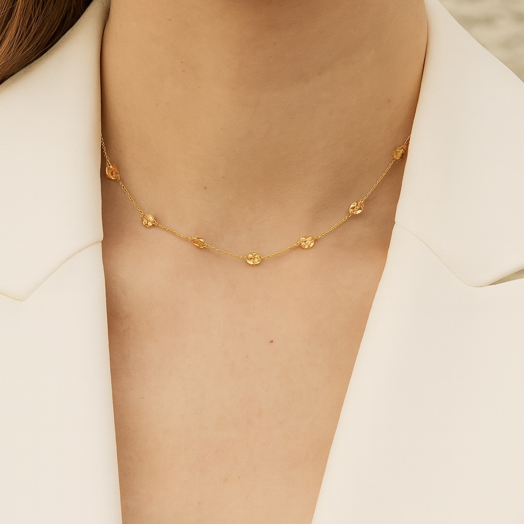 Collier médaillons en acier inoxydable doré 
