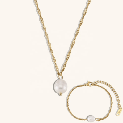 Collier en acier inoxydable et perle blanche en acier inoxydable