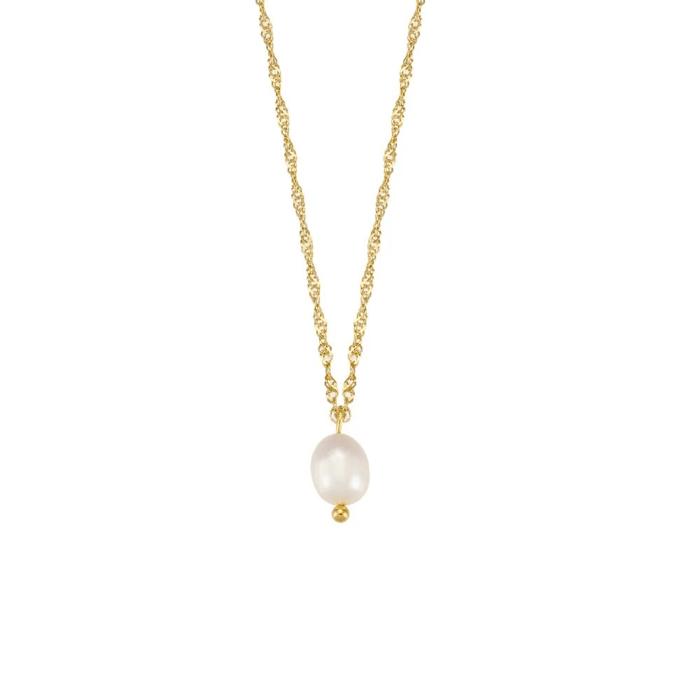 Collier en acier inoxydable et perle blanche en acier inoxydable 