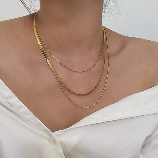 Collier en acier inoxydable effet serpent doré pas cher 