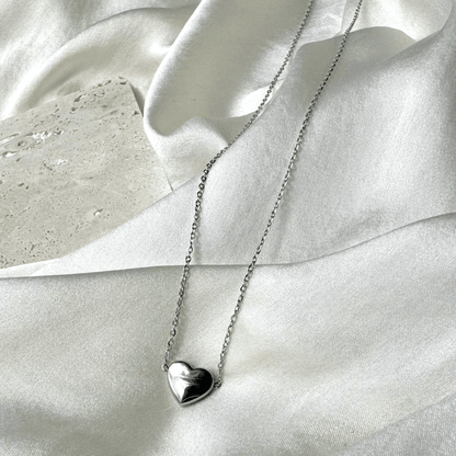 Collier en acier inoxydable ajustable argenté cœur pas cher cadeau 