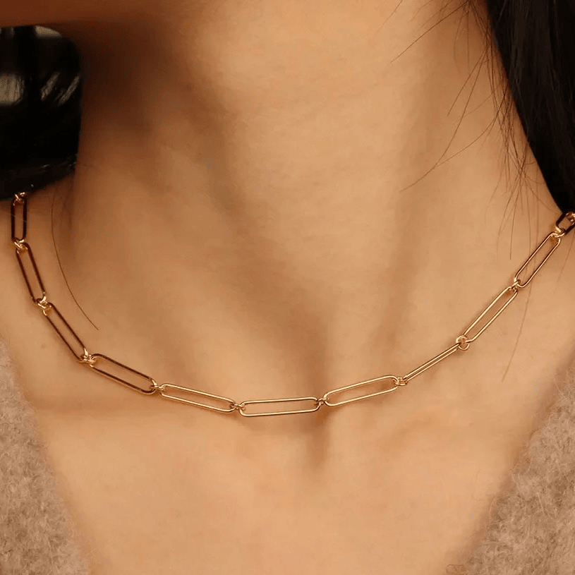 Collier maille pour charms en acier inoxydable ajustable doré pas cher cadeau pour femme