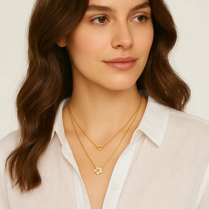 Collier fleur acier inoxydable 