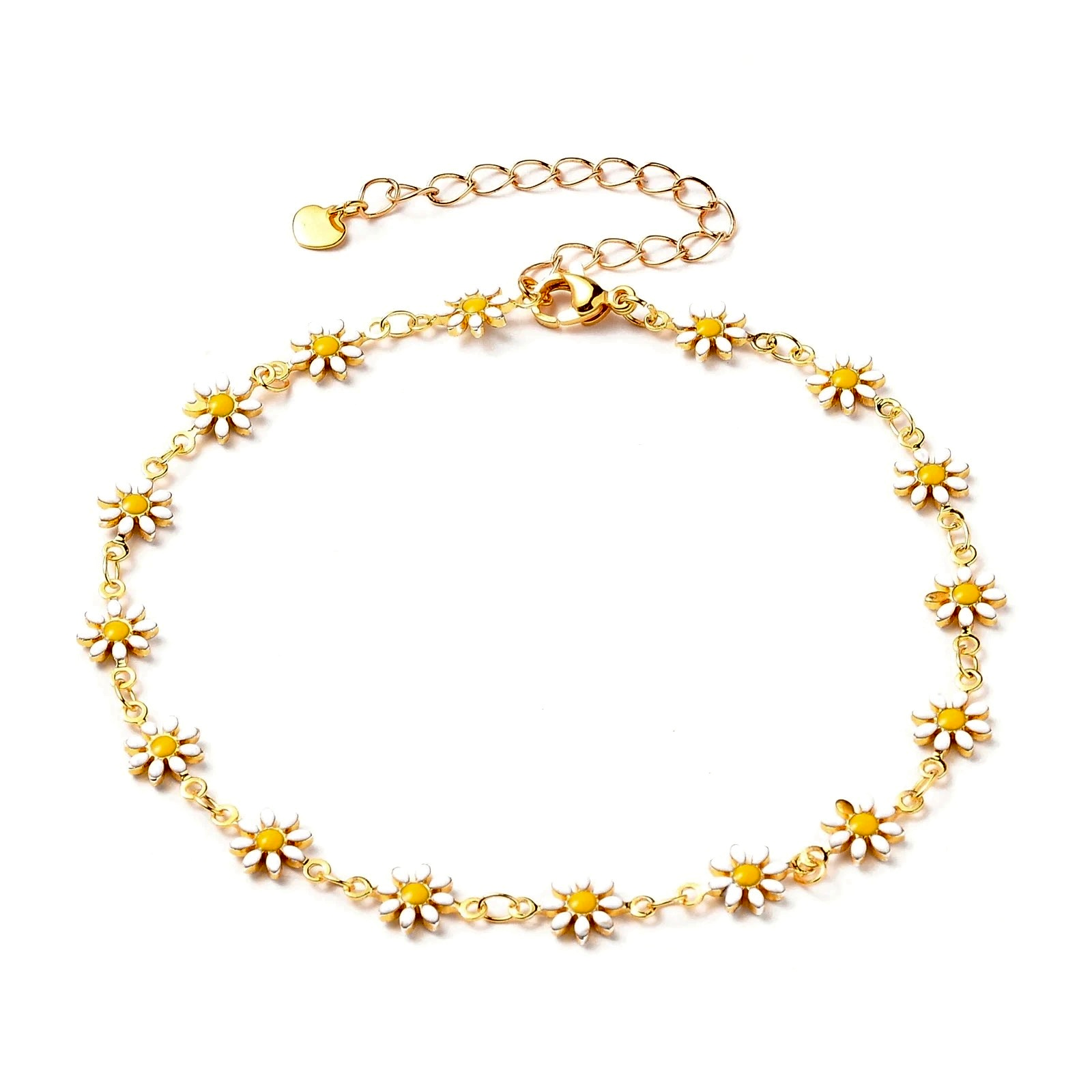 Collier ras du cou fleur en acier inoxydable doré fait mais tendance cadeau pour femme pas cher 