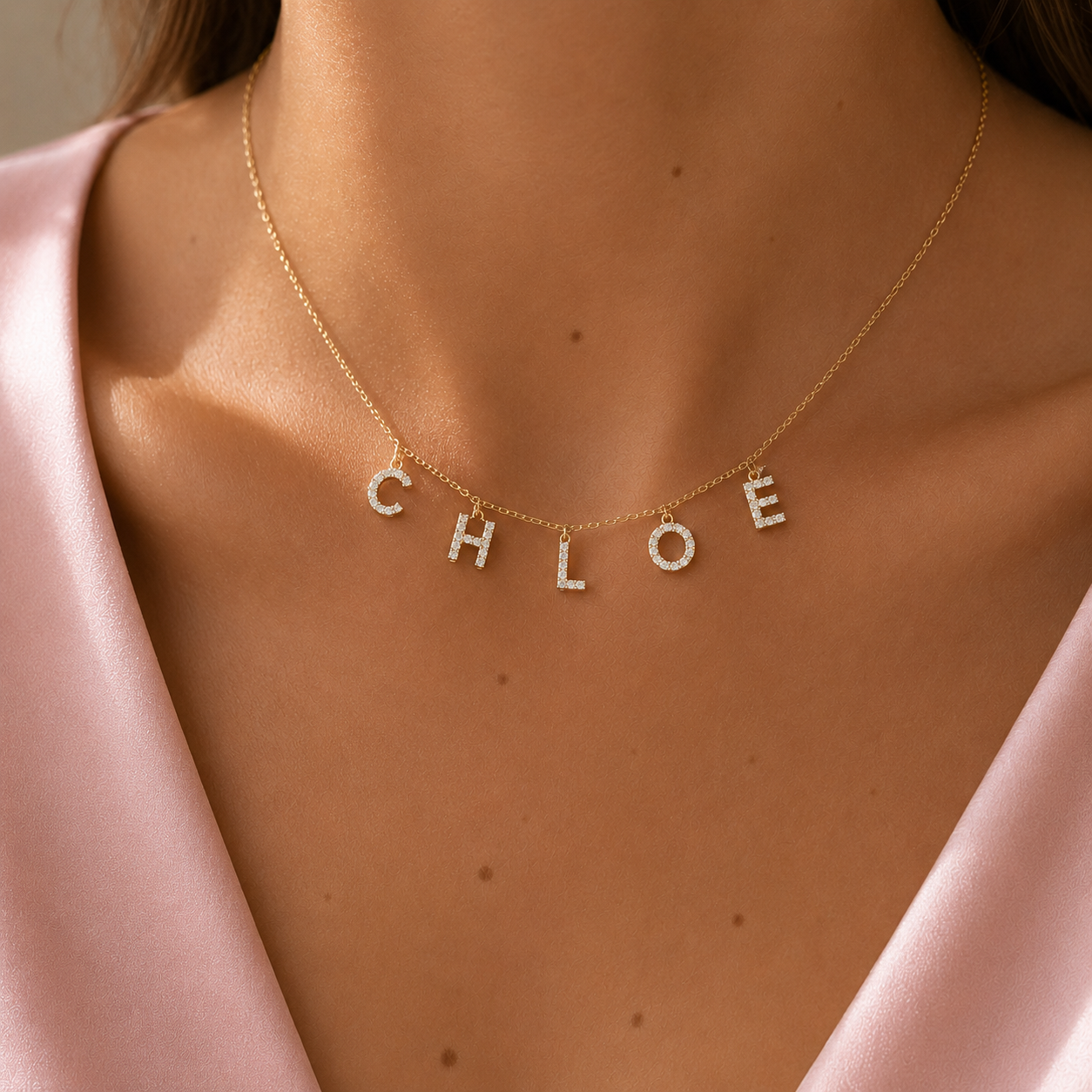 Collier lettres en acier inoxydable 