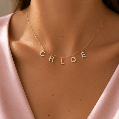 Collier lettres en acier inoxydable 