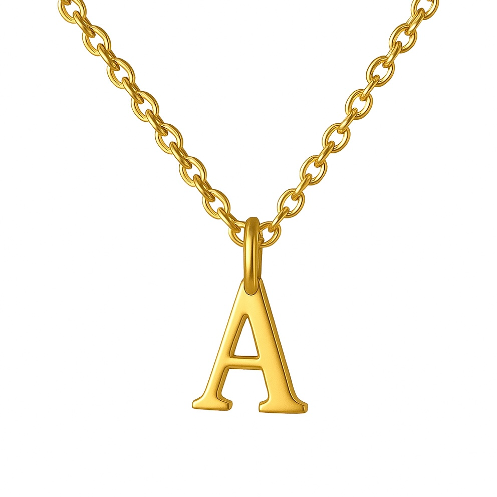 Collier lettre en acier inoxydable doré