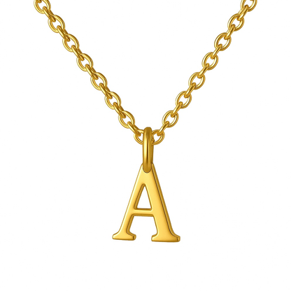 Collier lettre en acier inoxydable doré