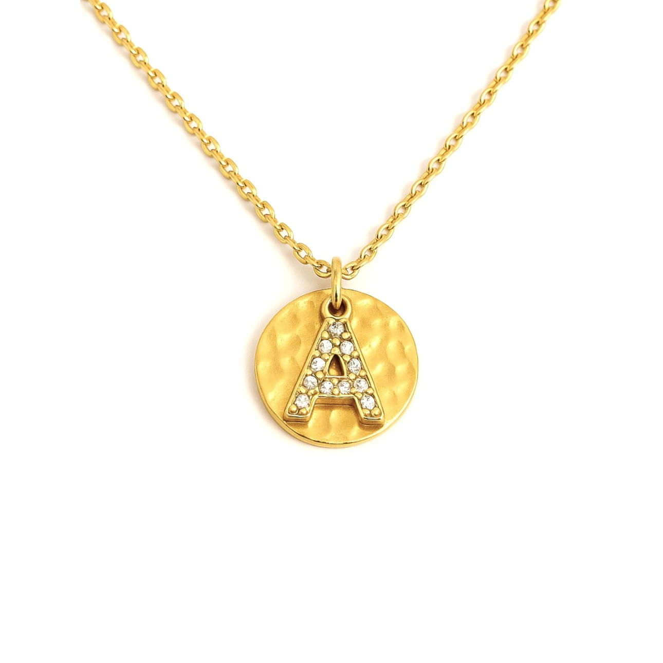 Collier lettre médaillon en acier inoxydable 