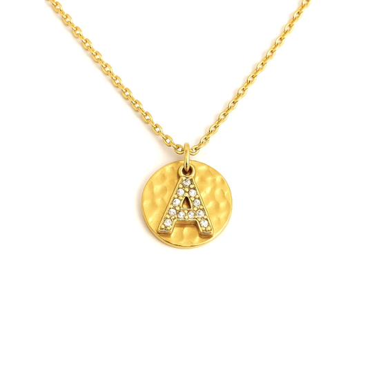 Collier lettre médaillon en acier inoxydable 