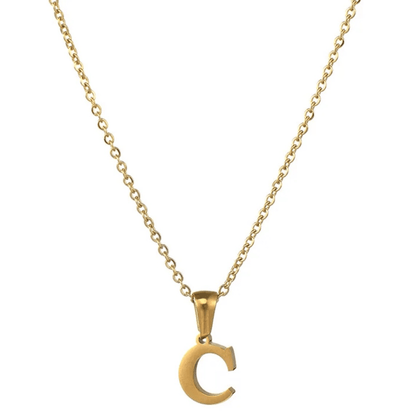 Collier lettre C alphabet en acier inoxydable doré pas cher