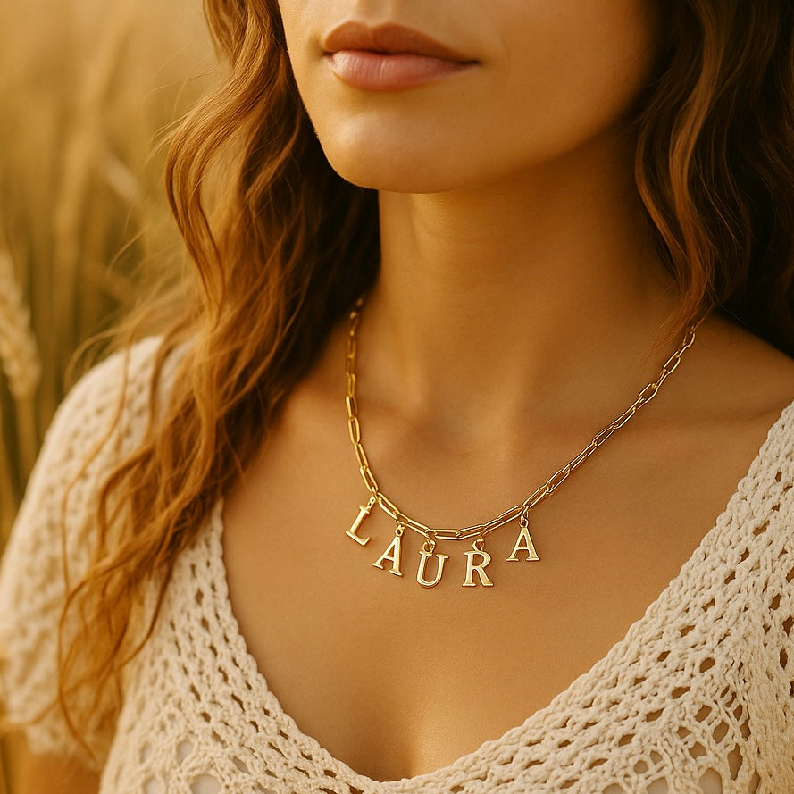 Collier lettres personnalisé en acier inoxydable 