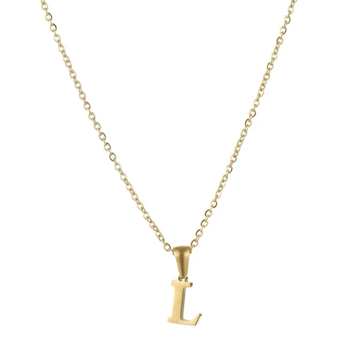 Collier lettre L alphabet en acier inoxydable doré pas cher