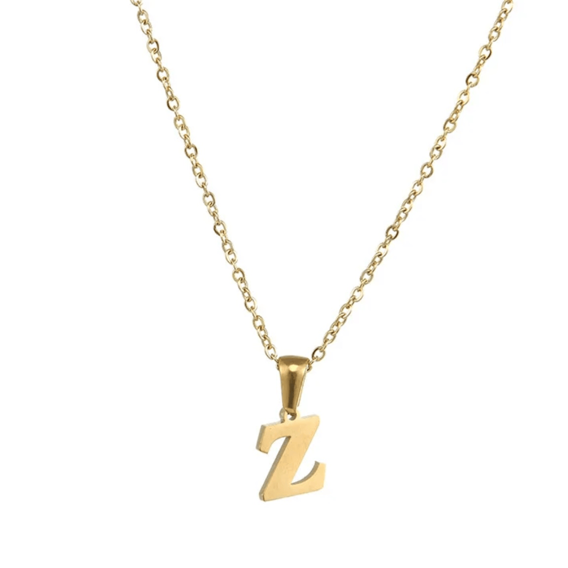 Collier lettre Z alphabet en acier inoxydable doré pas cher