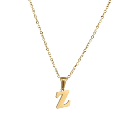 Collier lettre Z alphabet en acier inoxydable doré pas cher