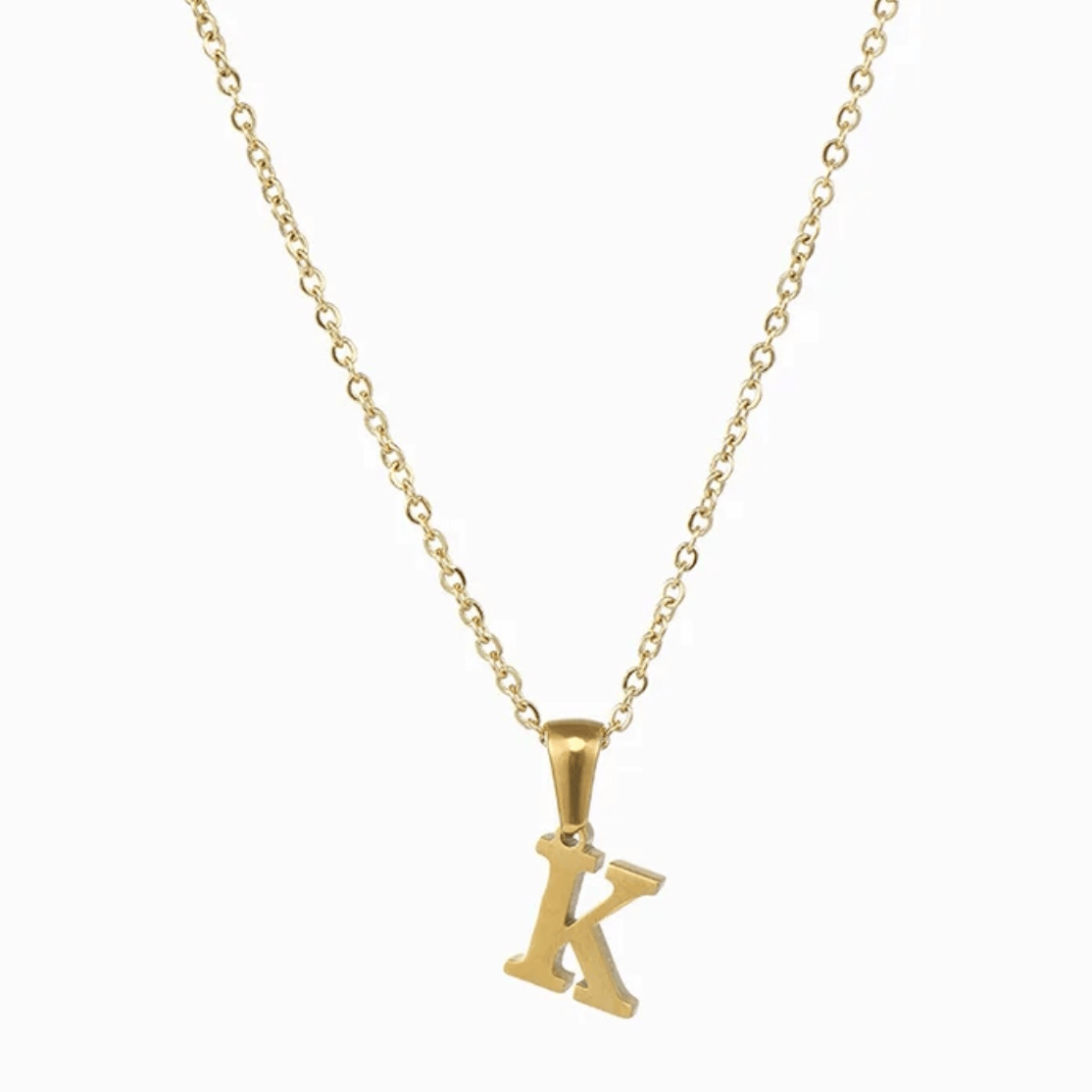 Collier lettre K alphabet en acier inoxydable doré pas cher