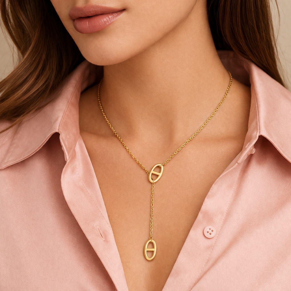 Collier maille marine en acier inoxydable forme y 