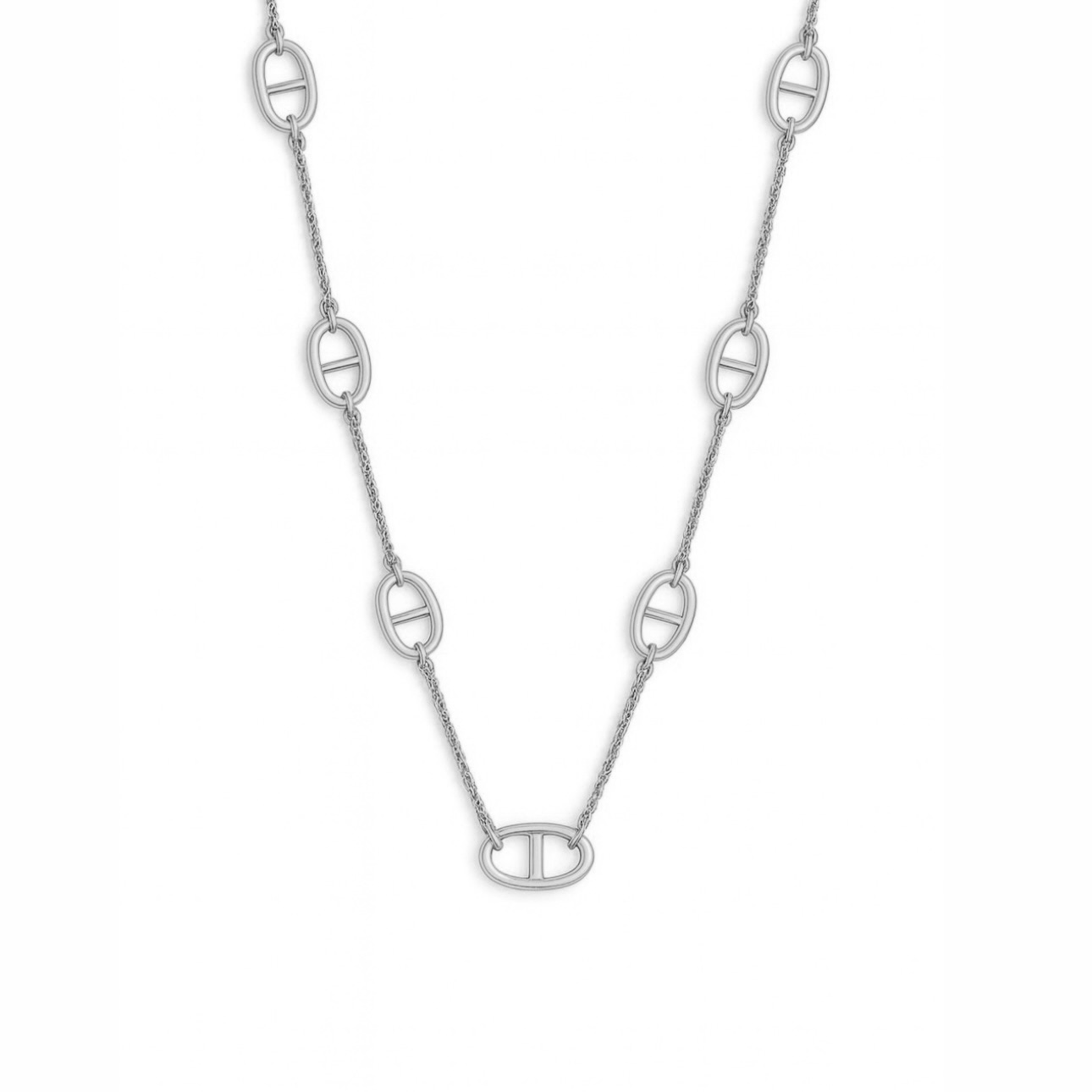 Collier mailles marine en acier inoxydable 