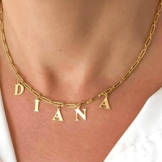 Collier personnalisé en acier inoxydable pendentif lettre dorée simple 