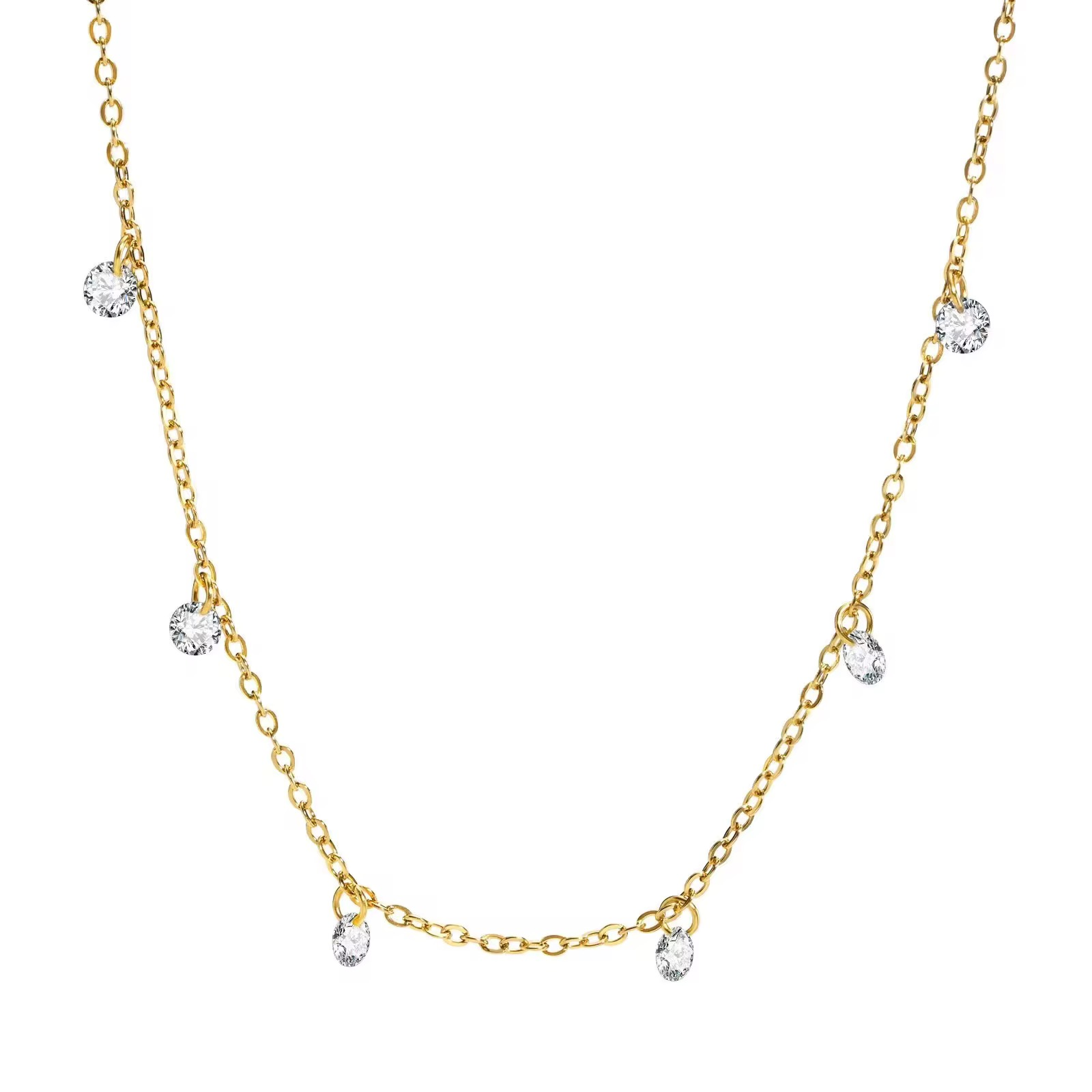 Collier ras du cou acier inoxydable perles 