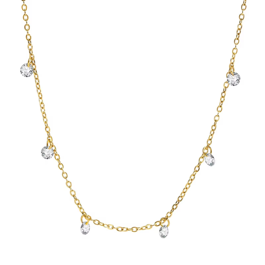 Collier ras du cou acier inoxydable perles 