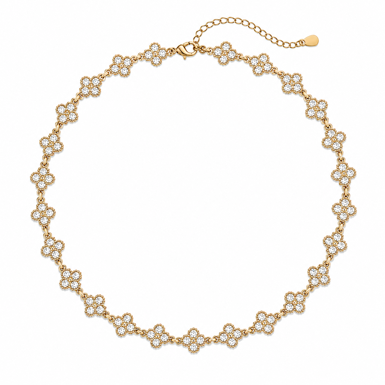 Collier trèfle en acier inoxydable et zircon 