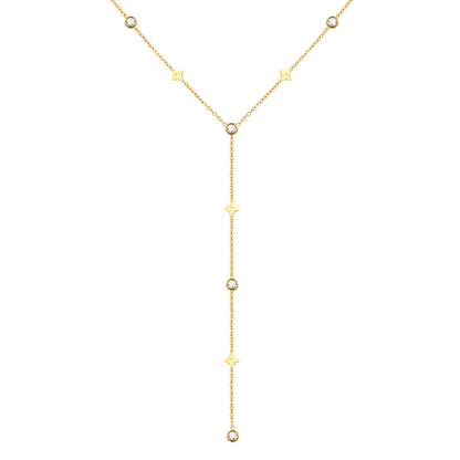 Collier y en acier inoxydable doré
