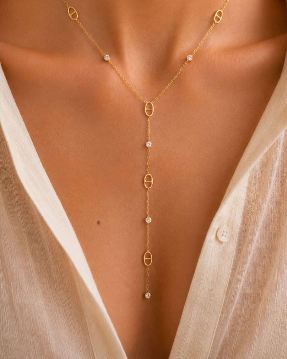 Collier y maille marine en acier inoxydable 