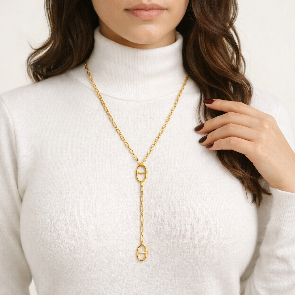 Collier maille marine en acier inoxydable forme Y 