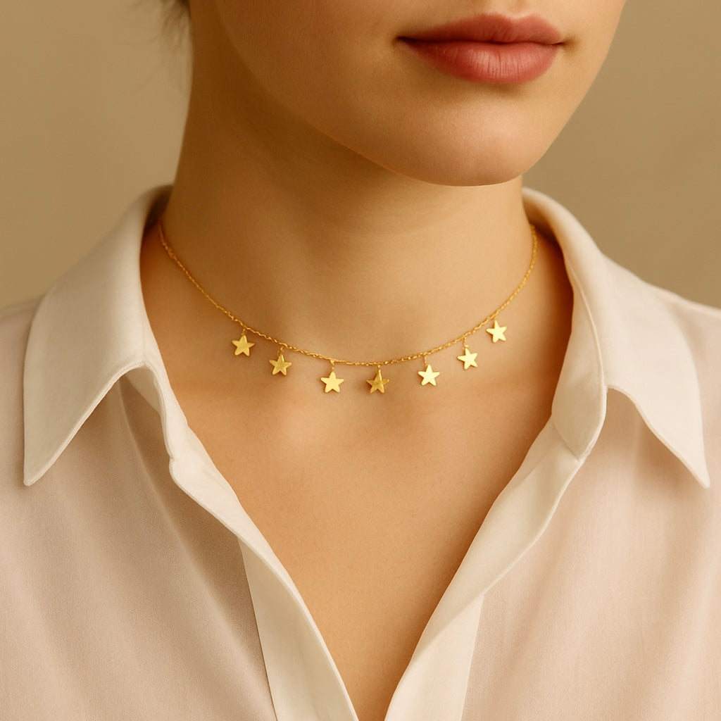Collier en acier inoxydable étoiles 