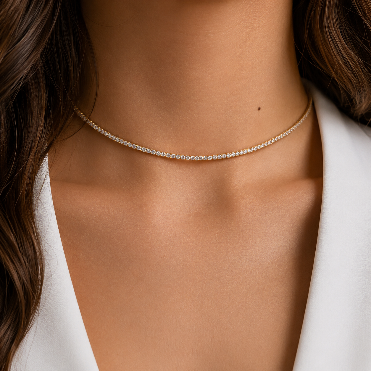 Collier diamant acier inoxydable 