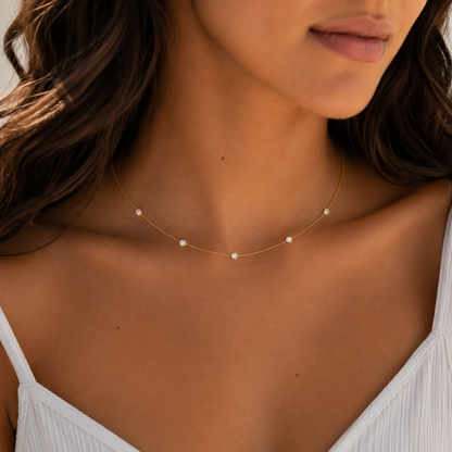 Collier fin acier inoxydable et zircon 