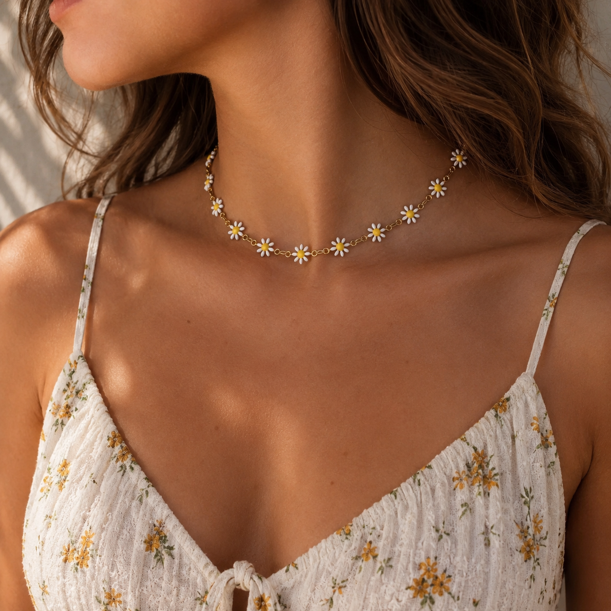 Collier fleurs été en acier inoxydable 