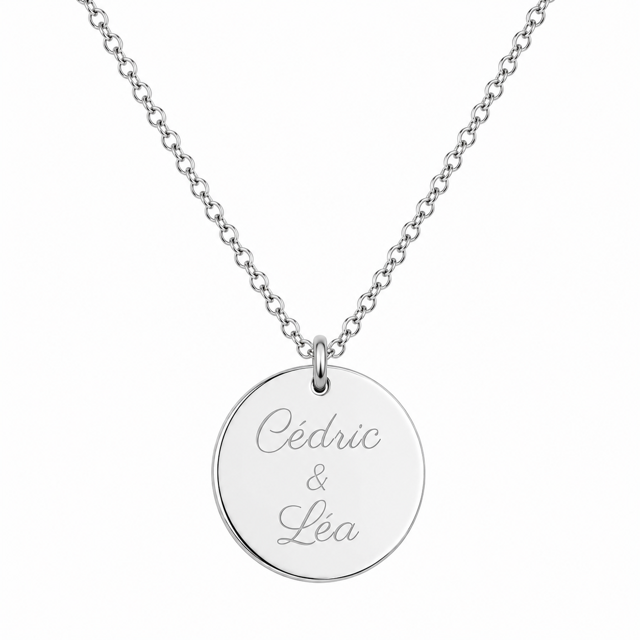 Collier gravure argenté